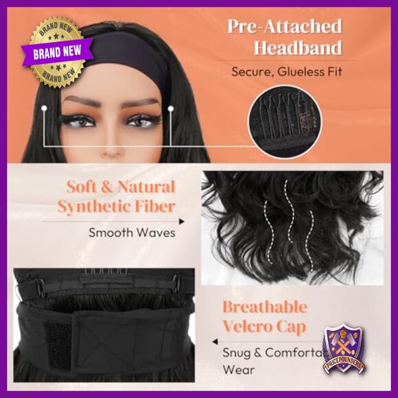 Human Hair Clip-in Bangs with Body Wave Headband Wig main image 5